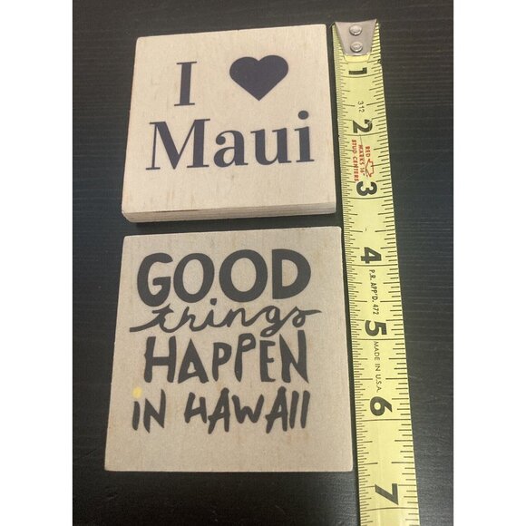 Hawaii Wooden Square Magnets Maui & Good Things Happen In Hawaii SoHa Living - Picture 3 of 3